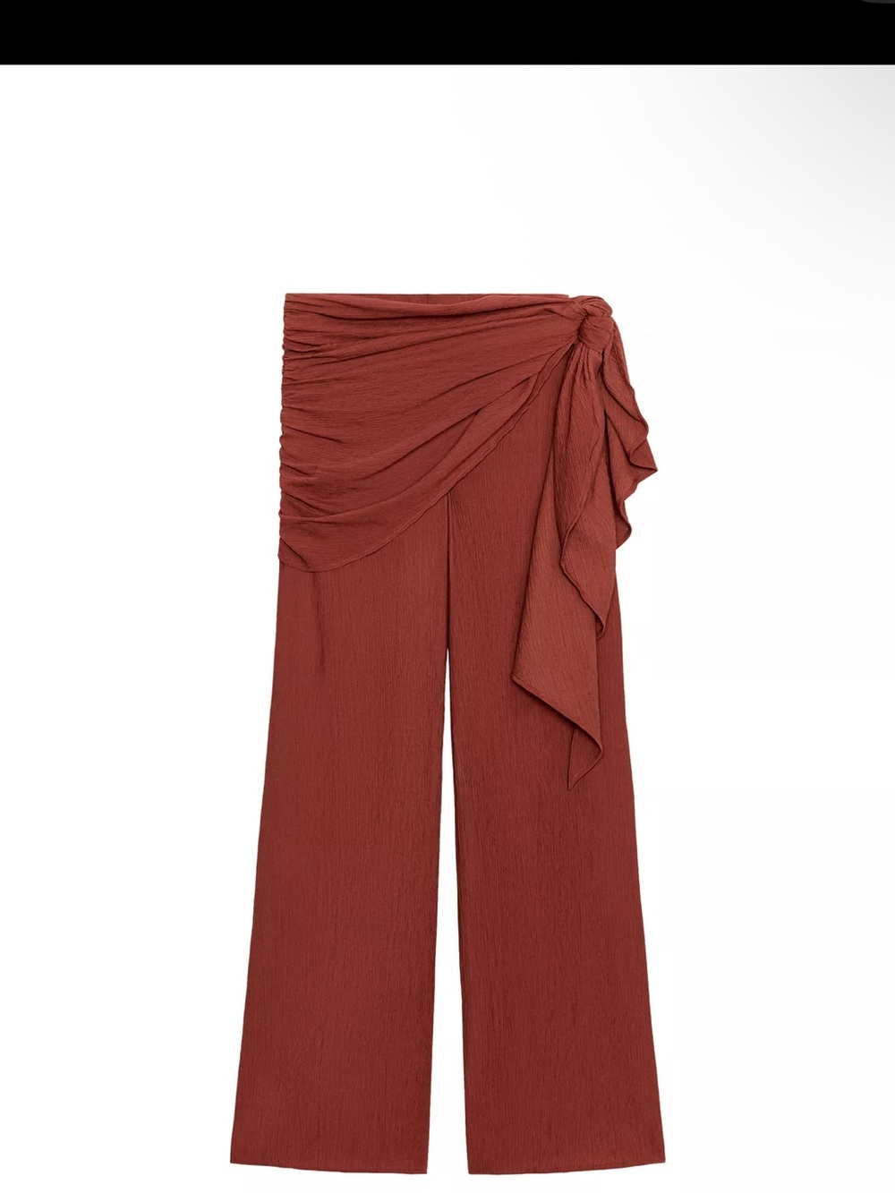 Zara Rust Wide-Leg Tie-Waist Trousers